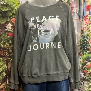 Terry lined Wildfox Sommers Sweater sweatshirt. Reads,”peace is a journey”Medium